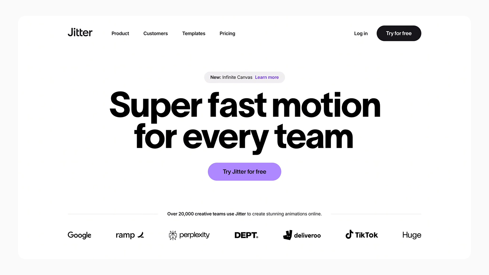 Интерфейс главного экрана на сайте Jitter