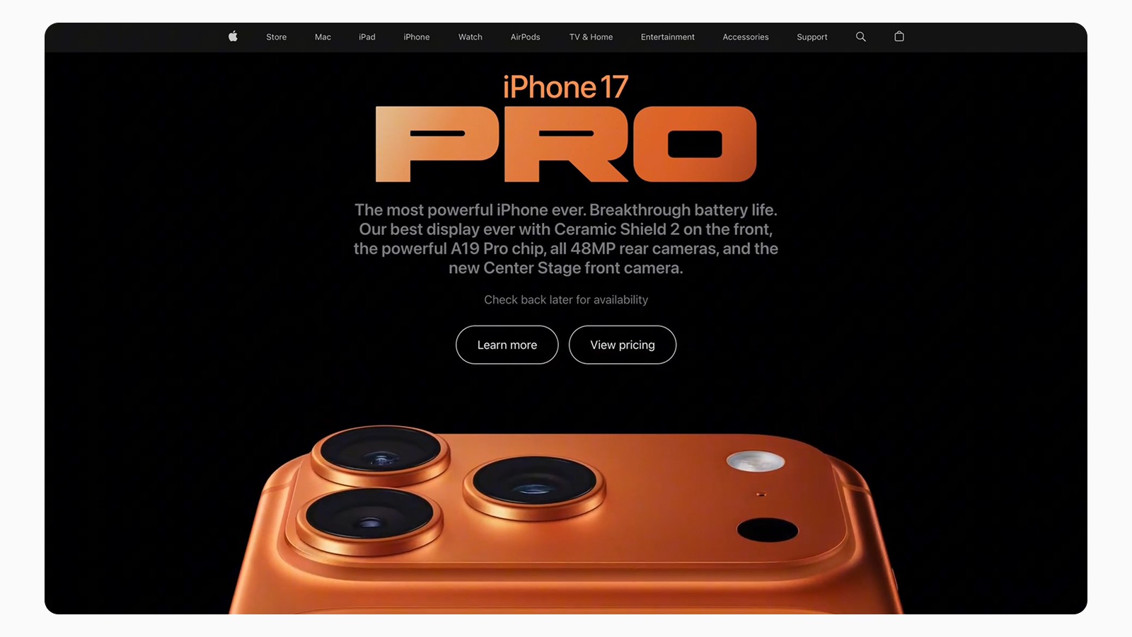 Простой дизайн посадочной страницы для iPhone17