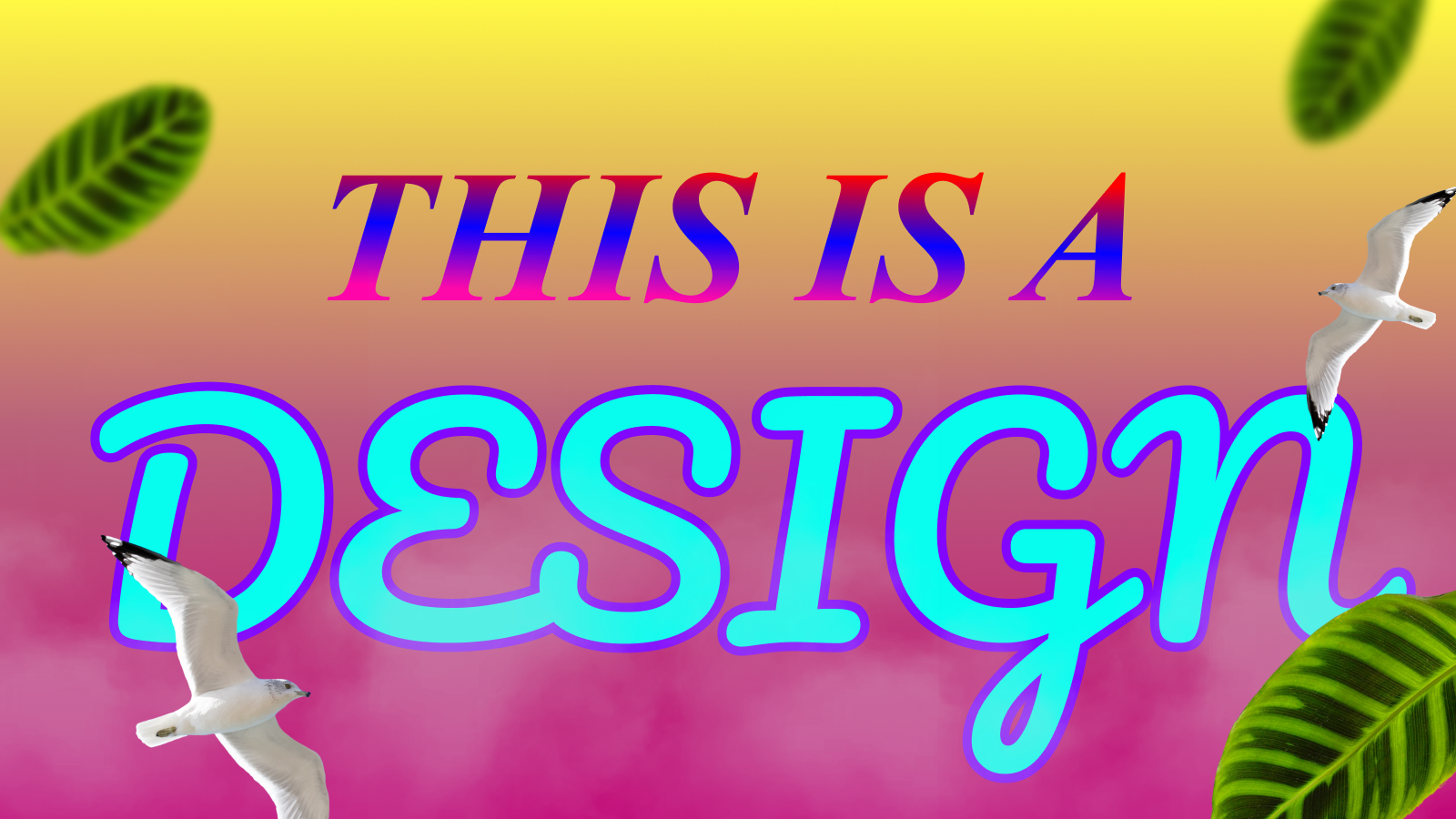 Пример неудачного использования декоративных элементов в веб-дизайне Надпись This is a Design с большим количеством декоративных элементов в дизайне