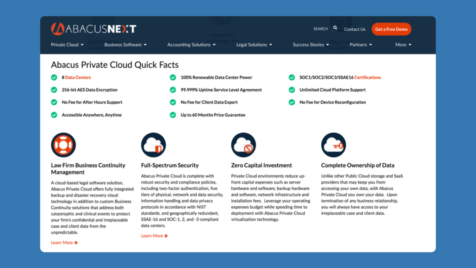 Интерфейс страницы сайта Abacus Подача информации на сайте Abacus ухудшает usability интерфейса