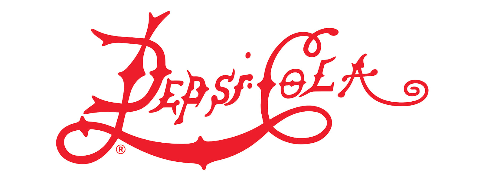 Первый логотип с названием Pepsi Дизайн первого логотипа компании Pepsi Cola в красных цветах