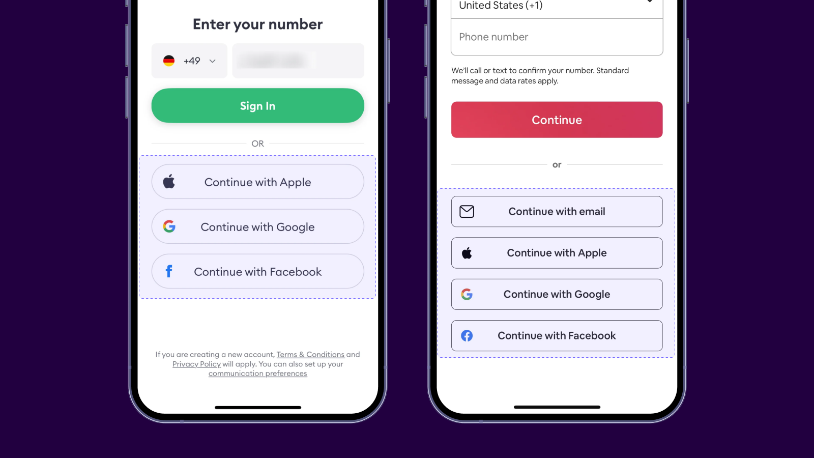 Варианты входа в интерфейсах Bolt и Airbnb Альтернативные входы в приложениях Bolt и Airbnb