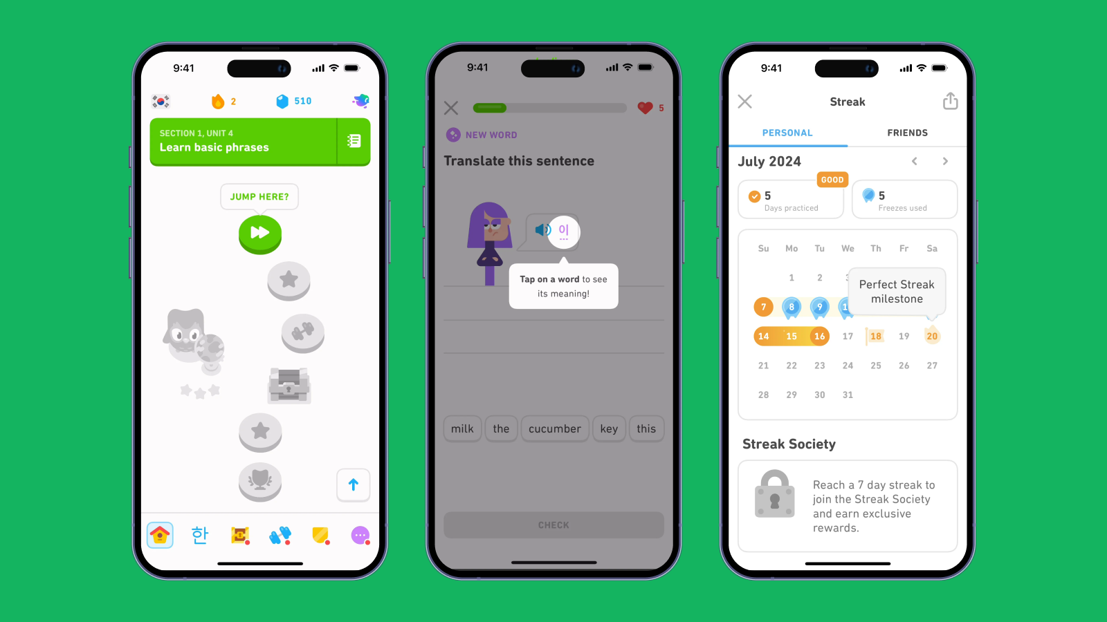 Работа tooltips в приложении Duolingo