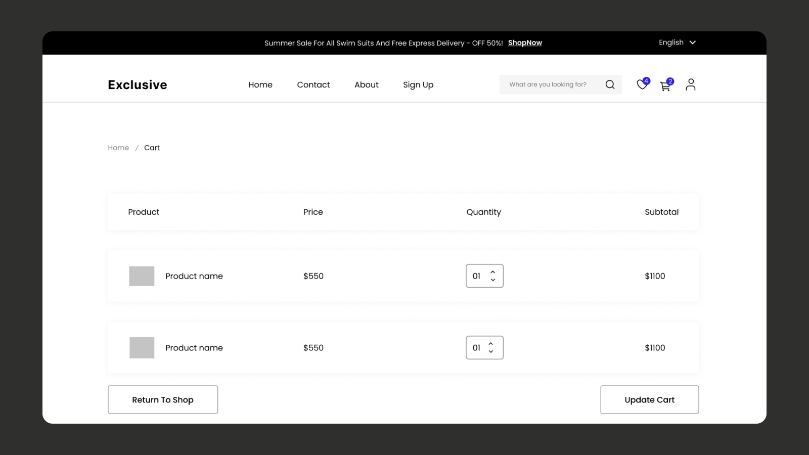 Пример wireframe для интернет-магазина