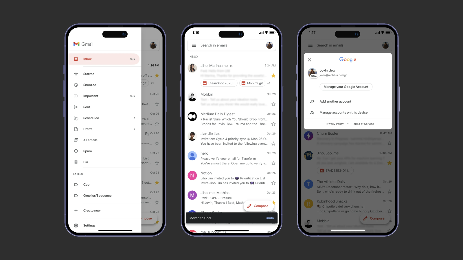 Иерархия в интерфейсе Gmail Организация контента в приложении Gmail