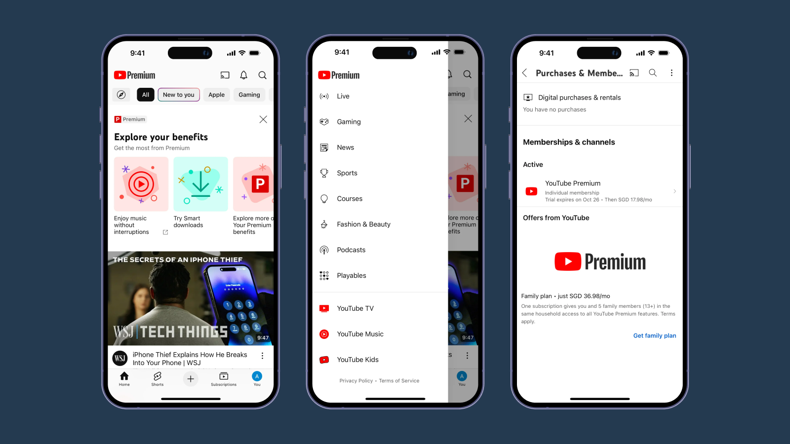 Яркие акценты в приложении YouTube