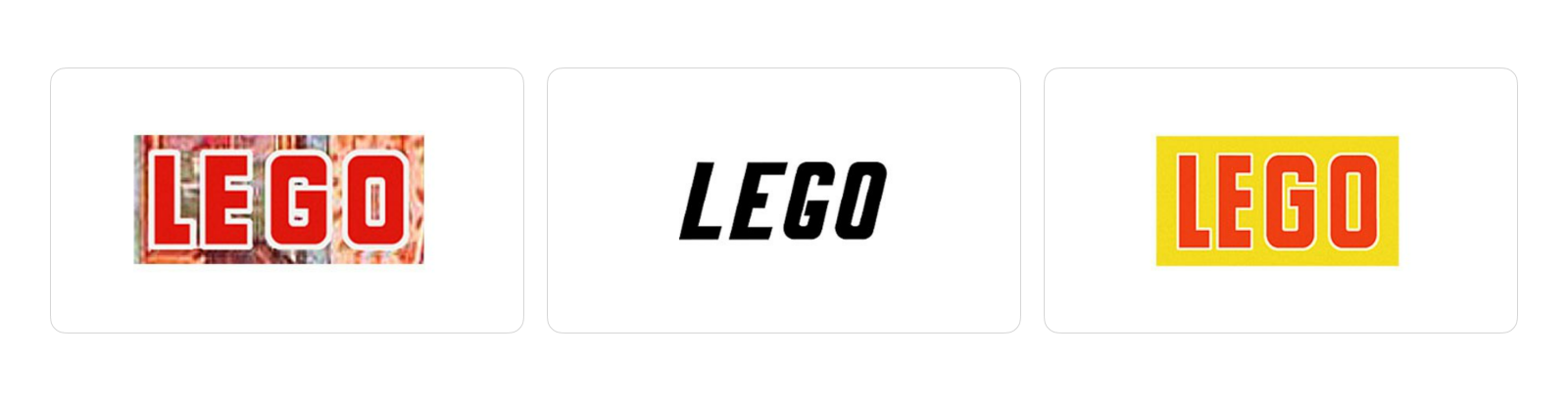 Версии логотипа 1950-х годов Три версии логотипа Lego в 1950-х