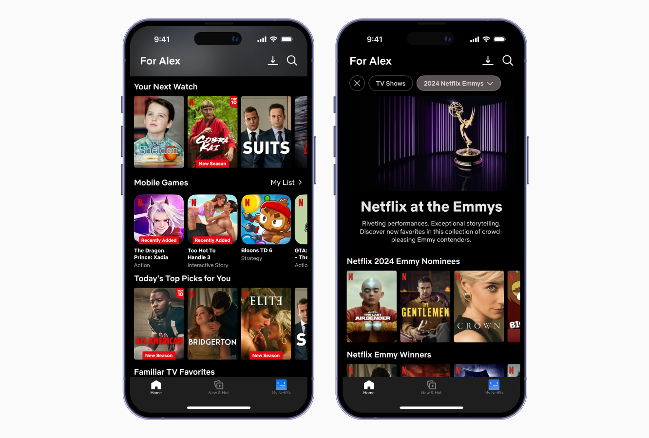 Пример закона Фиттса в дизайне приложения Netflix