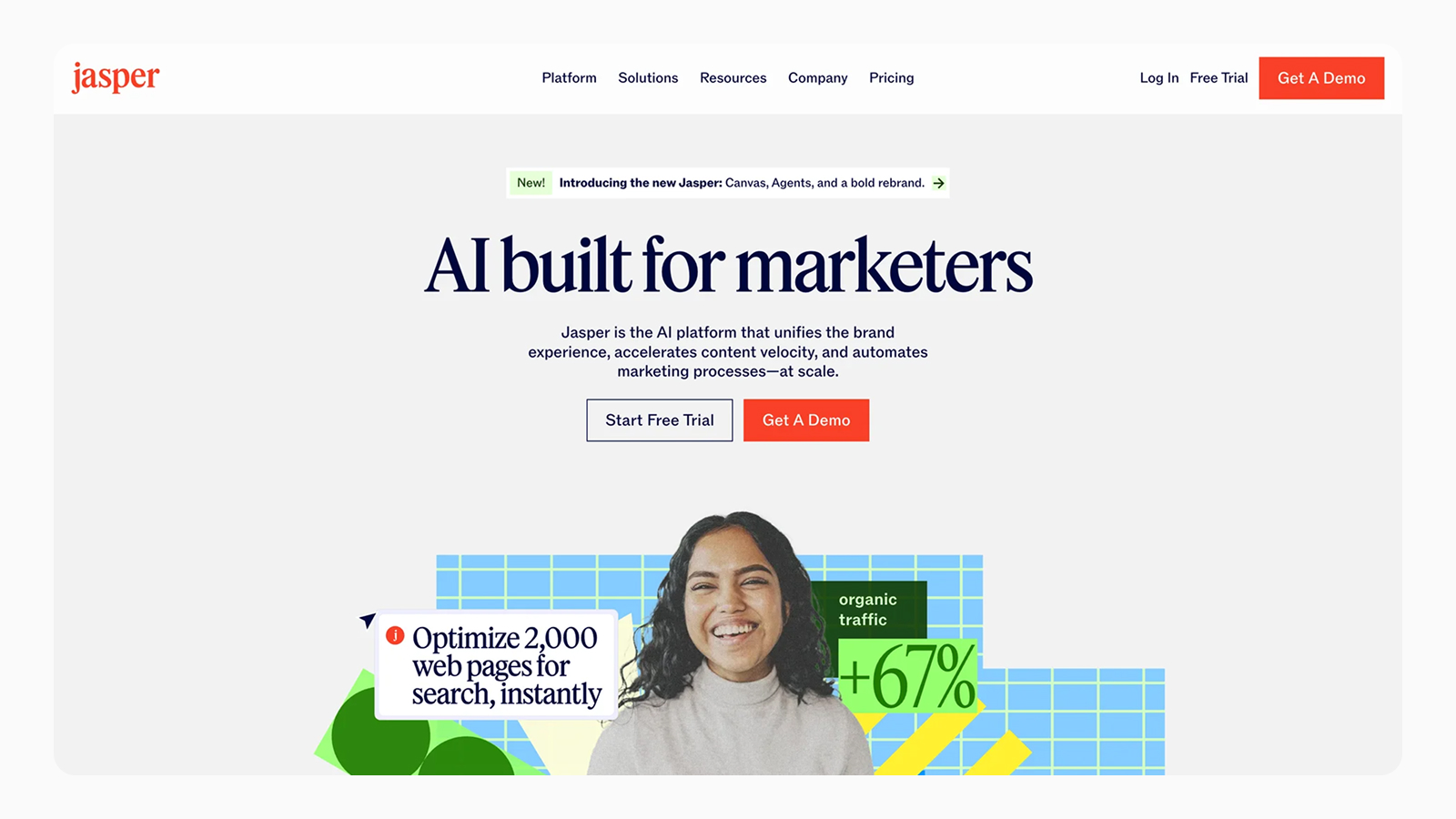 UI дизайн сайта Jasper Serif шрифт на главной странице сайта Jasper