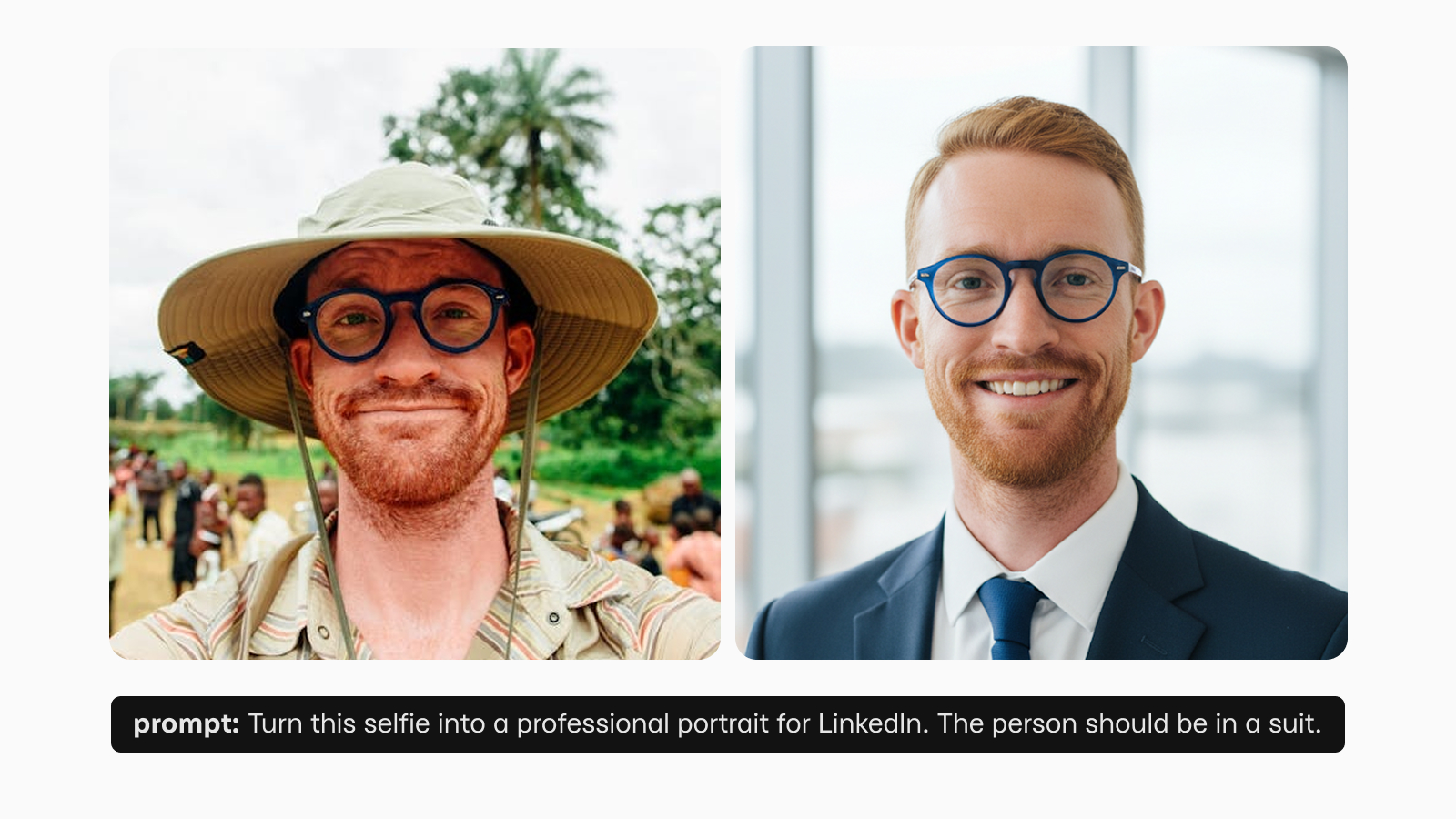 Превращение повседневной фото в официальную в Nano Banana