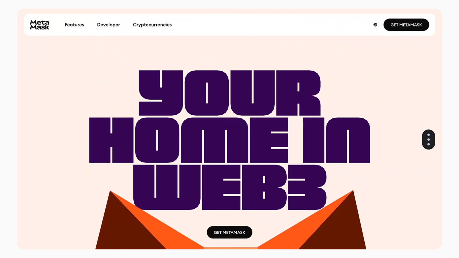 Интерфейс главного экрана сайта MetaMask Пример доступной типографики на сайте MetaMask