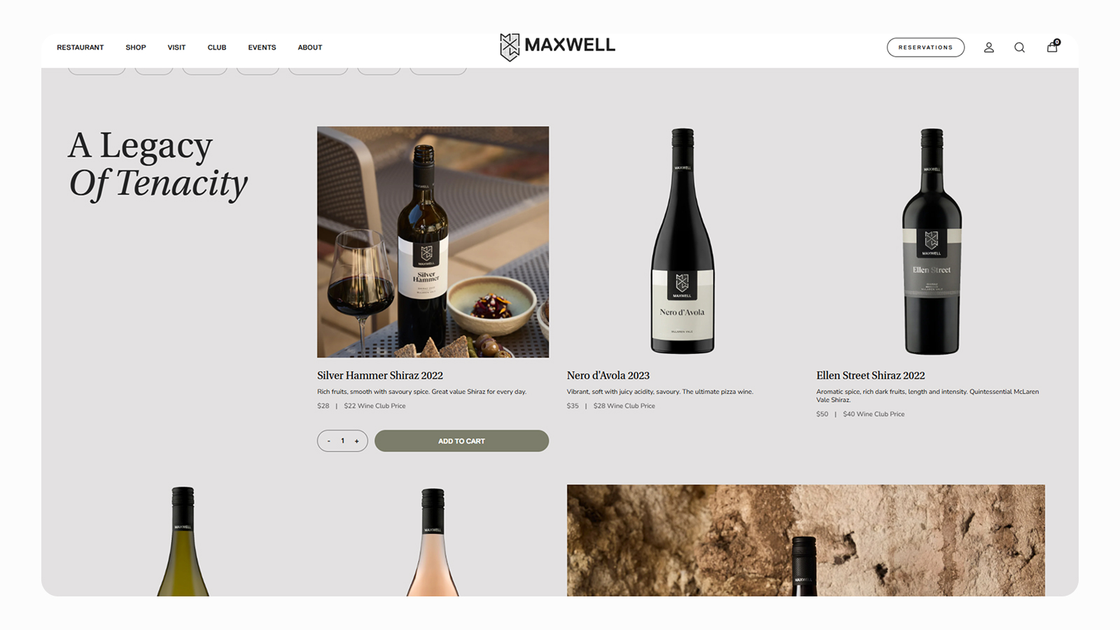 UI карточек товара в каталоге интерфейса Maxwell
