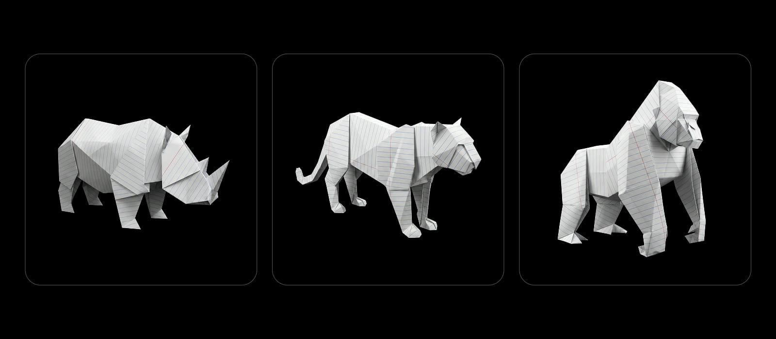 Оригами животных, созданных с помощью AI Пример оригами животных, созданных в NanoBanana