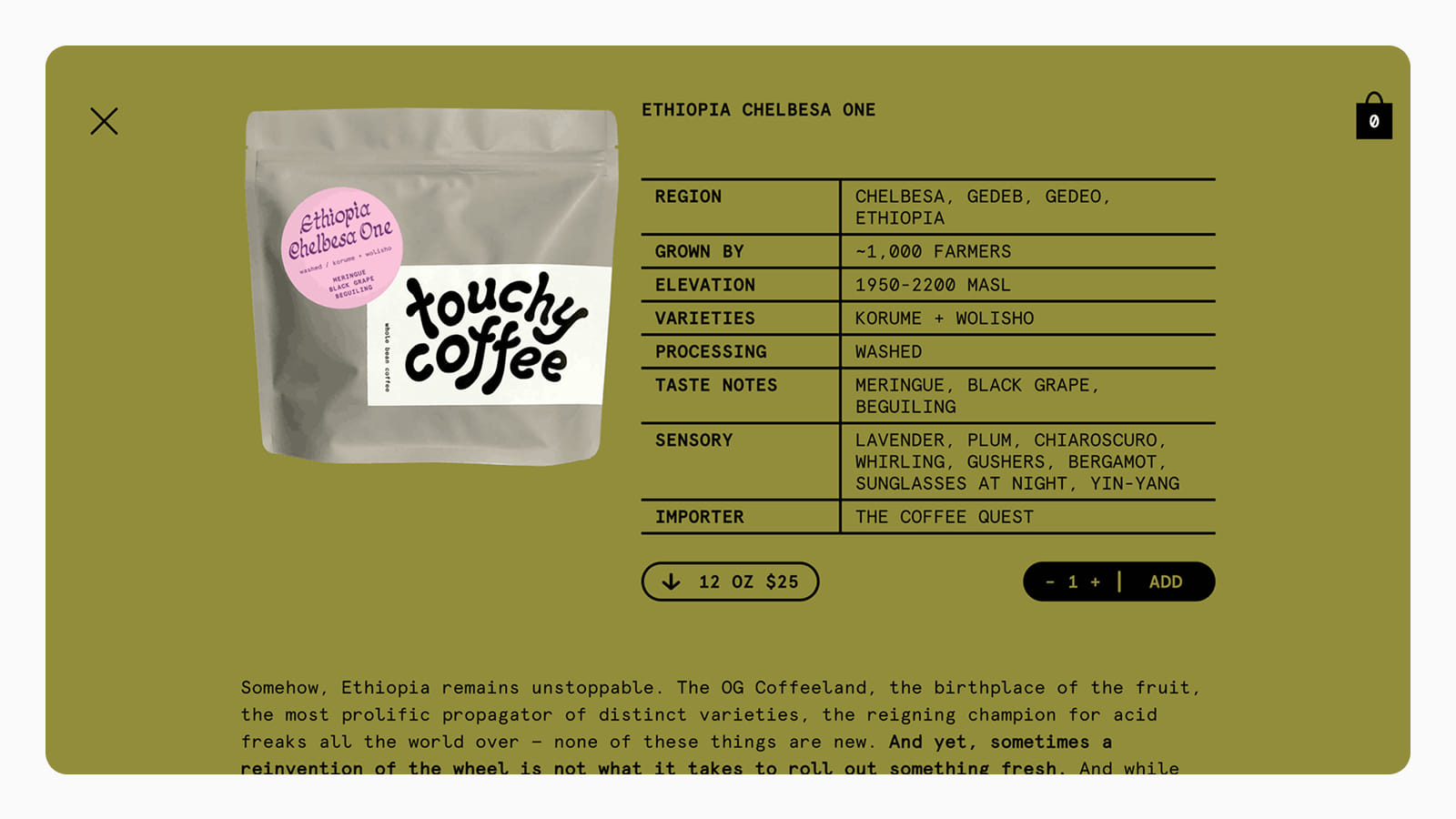 Дизайн страницы товара на сайте Touchy Coffee Дизайн страницы товара в интерфейсе Touchy Coffee