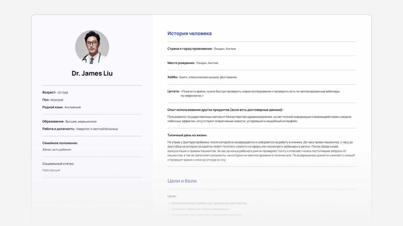 User persona, созданная студентом Пижамной Академии Пример User persona, созданной студентом Пижамной Академии