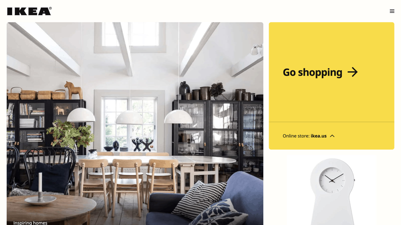Фрагмент сайта IKEA с ярким желтым дизайн-элементом