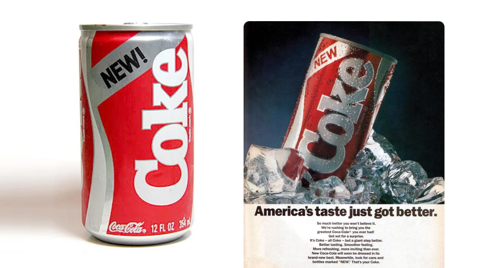 Дизайн продукта New Coke Дизайн банки напитка New Coke в красных тонах